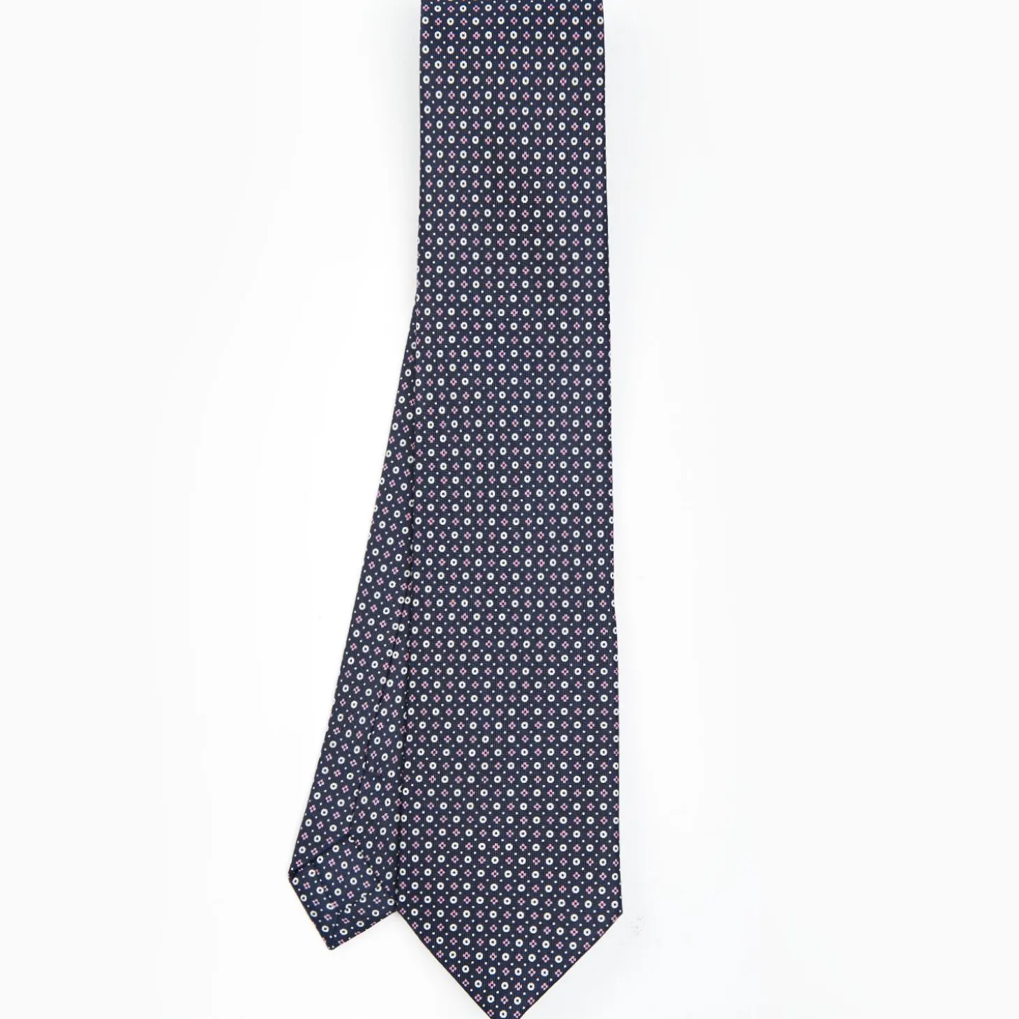 Dark Blue Sartorial Classic Silk Tie - Small Flower Designs