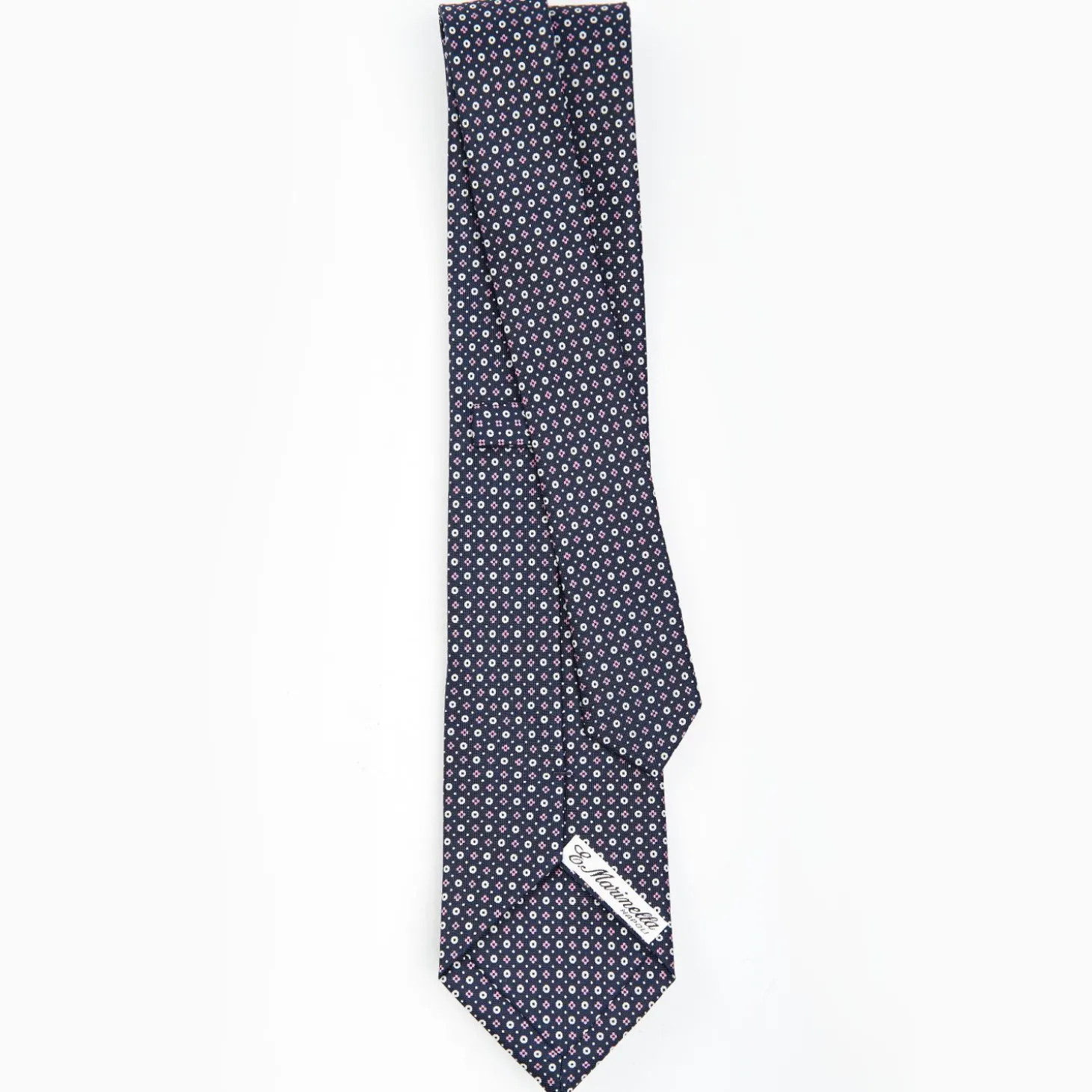 Dark Blue Sartorial Classic Silk Tie - Small Flower Designs
