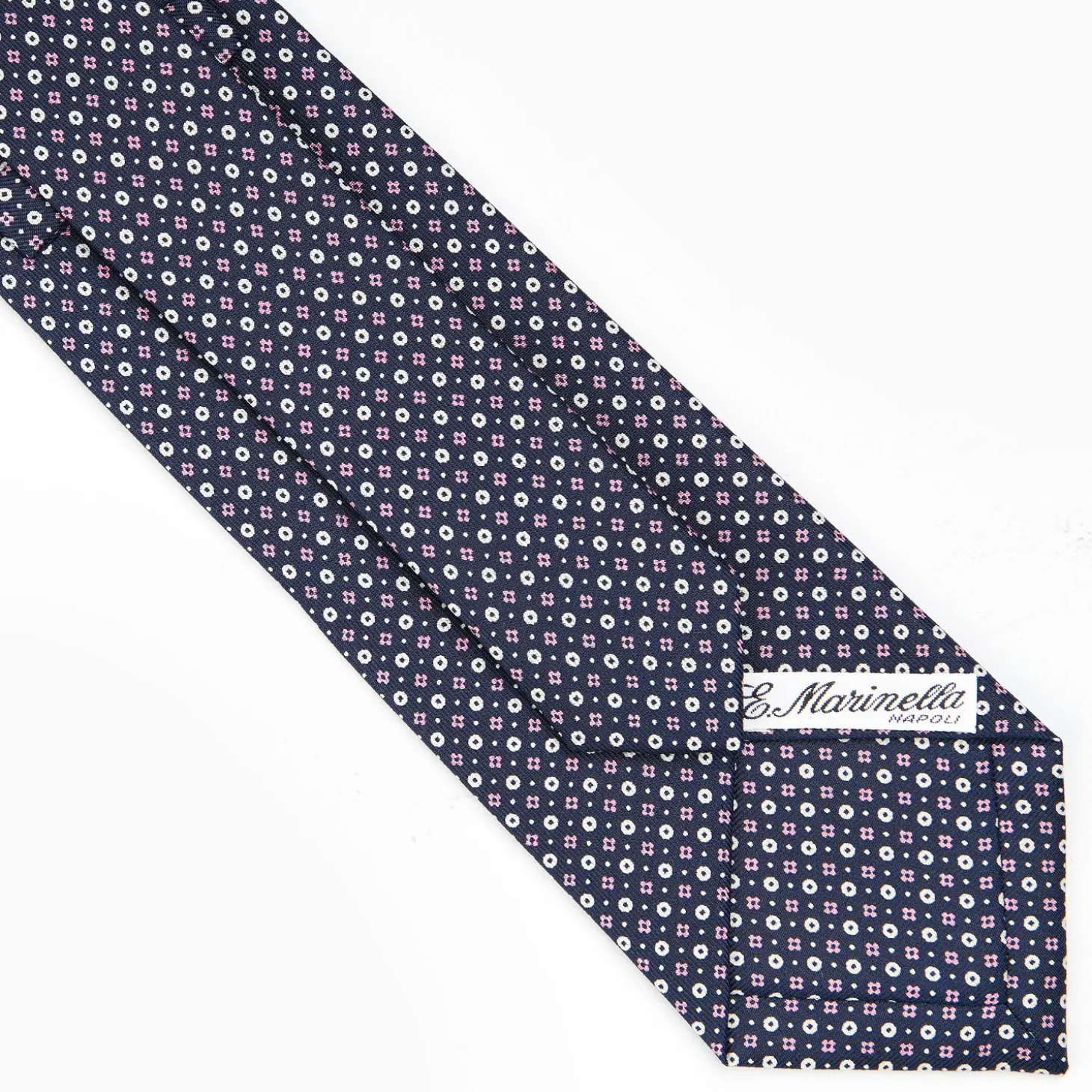 Dark Blue Sartorial Classic Silk Tie - Small Flower Designs