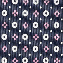 Dark Blue Sartorial Classic Silk Tie - Small Flower Designs