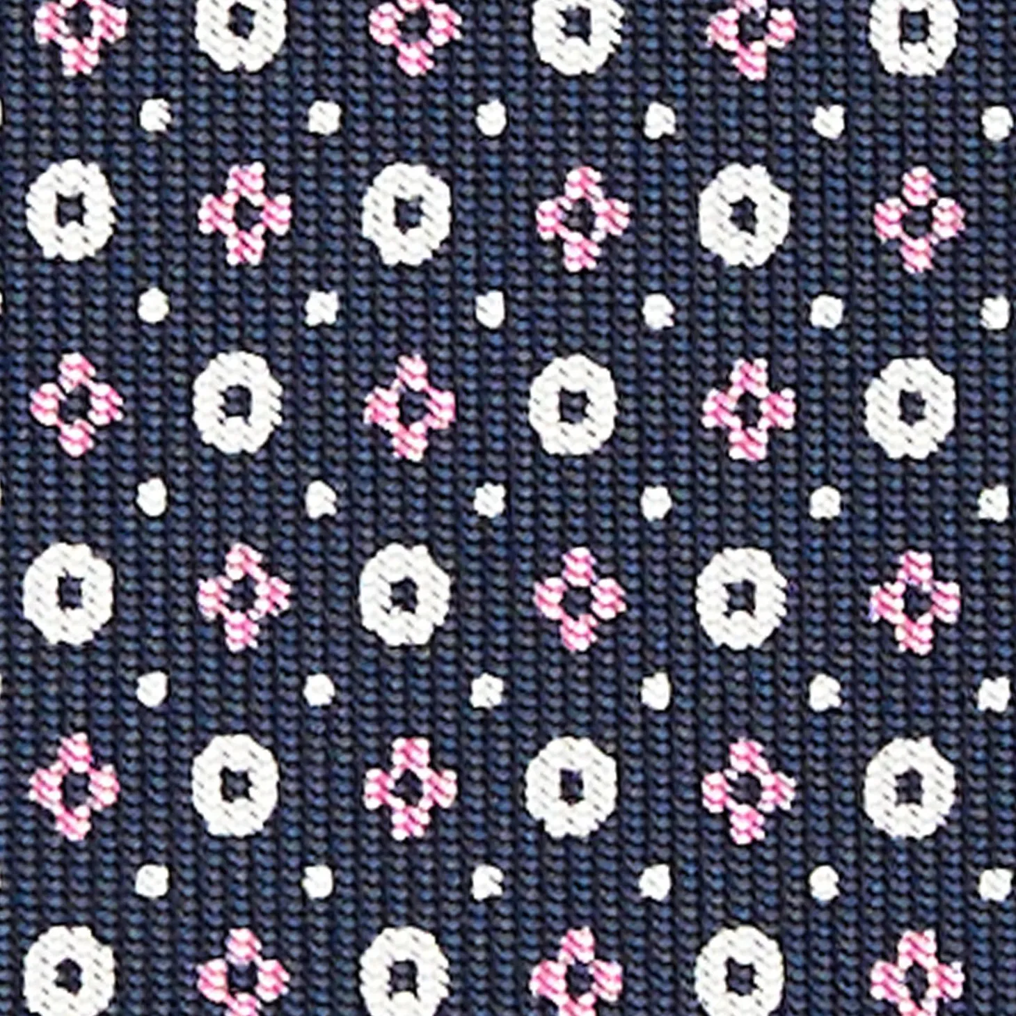 Dark Blue Sartorial Classic Silk Tie - Small Flower Designs