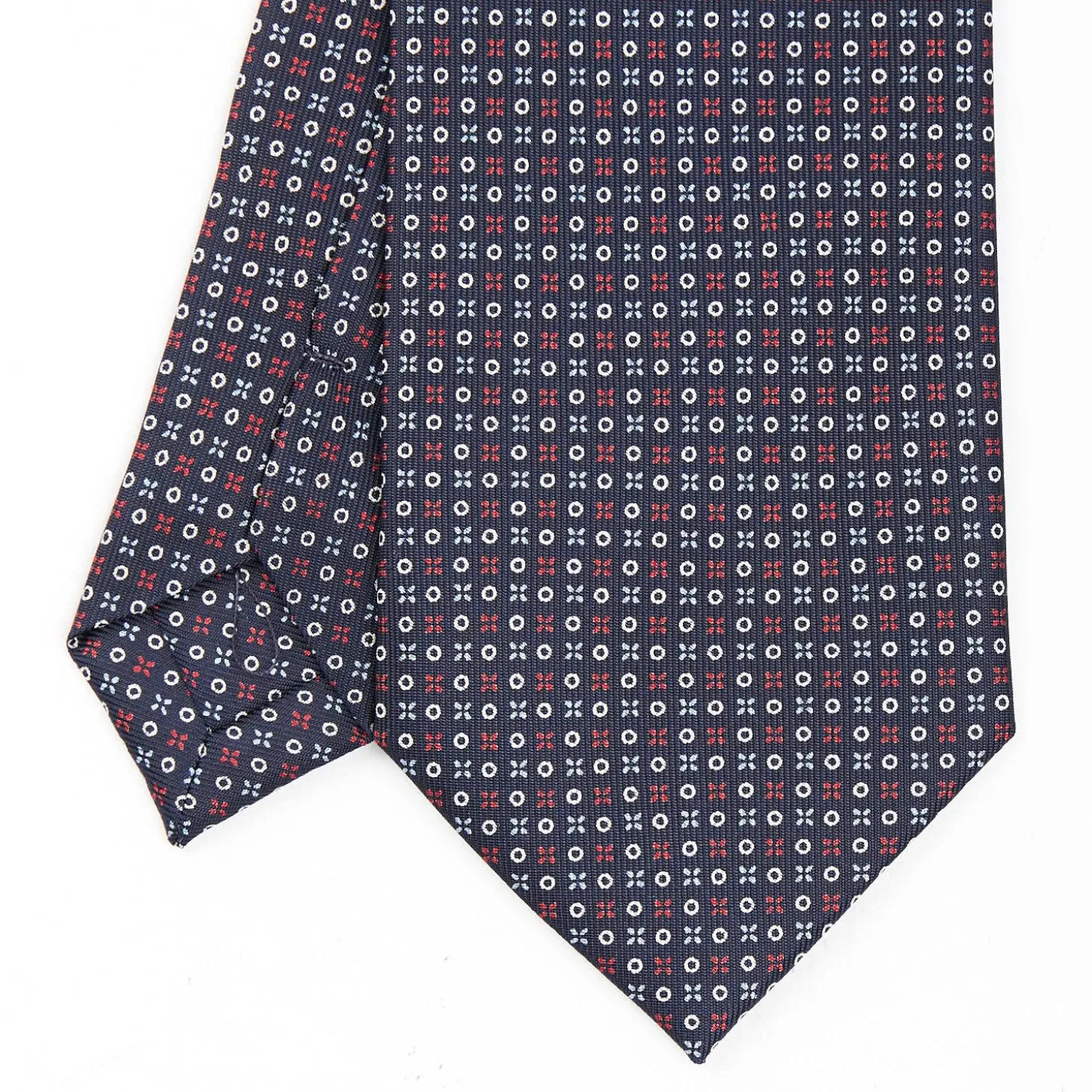 Dark Blue Sartorial Classic Silk Tie - Small Flower Designs