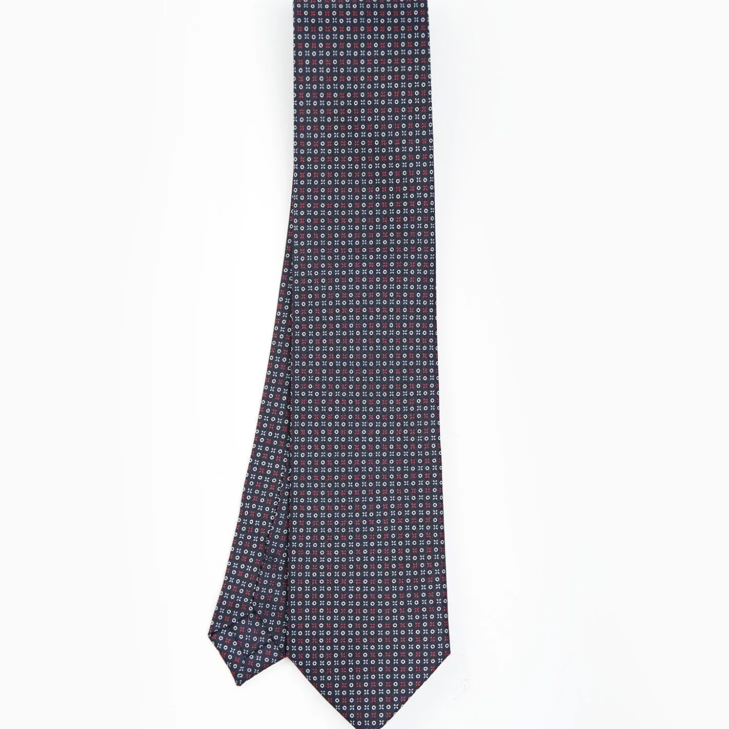 Dark Blue Sartorial Classic Silk Tie - Small Flower Designs