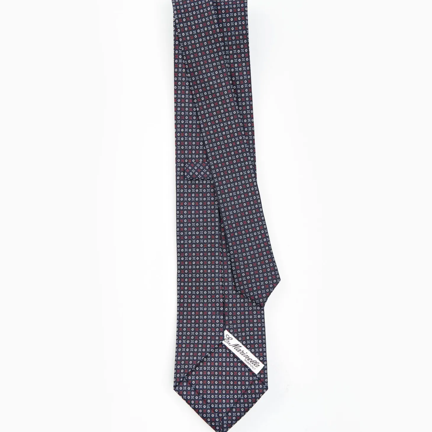 Dark Blue Sartorial Classic Silk Tie - Small Flower Designs
