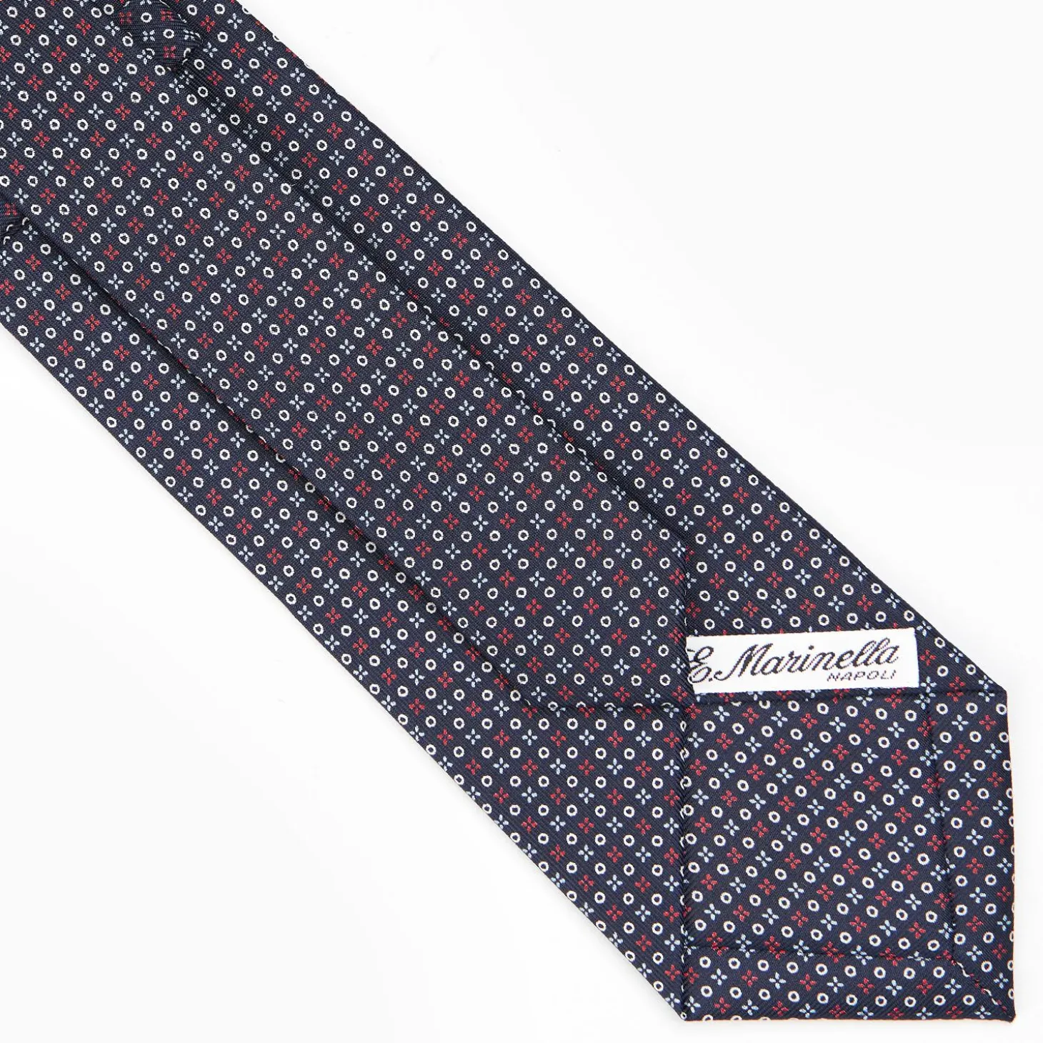Dark Blue Sartorial Classic Silk Tie - Small Flower Designs