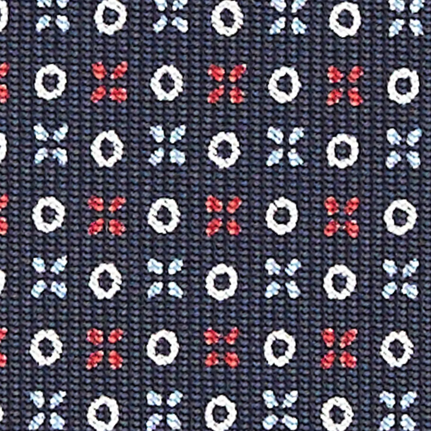Dark Blue Sartorial Classic Silk Tie - Small Flower Designs