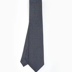 Dark Blue Sartorial Classic Silk Tie - Small Flower Designs