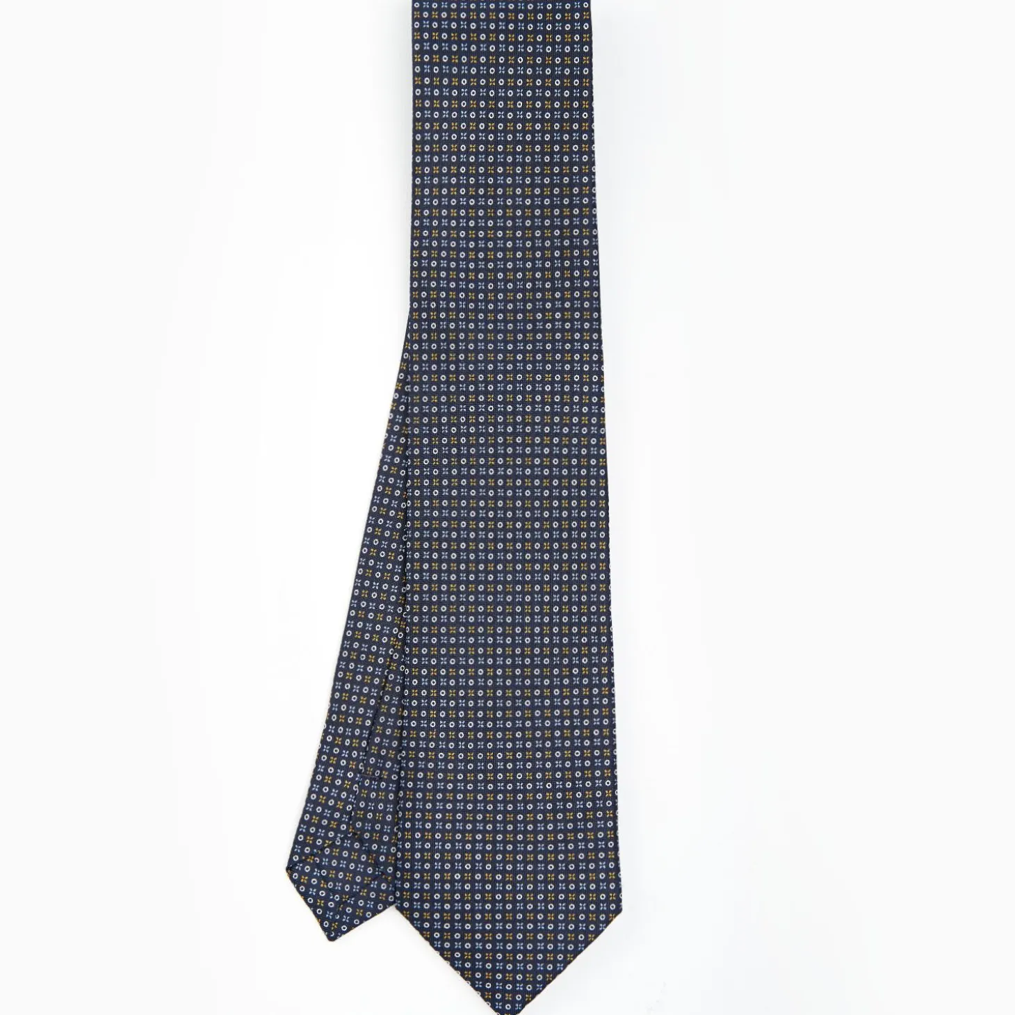 Dark Blue Sartorial Classic Silk Tie - Small Flower Designs