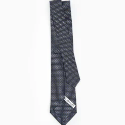 Dark Blue Sartorial Classic Silk Tie - Small Flower Designs