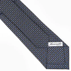 Dark Blue Sartorial Classic Silk Tie - Small Flower Designs