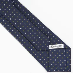 Dark Blue Sartorial Classic Silk Tie - Small Flower Pattern