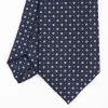 Dark Blue Sartorial Classic Silk Tie - Small Flower Pattern