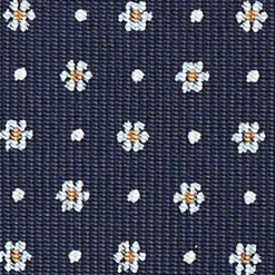 Dark Blue Sartorial Classic Silk Tie - Small Flower Pattern