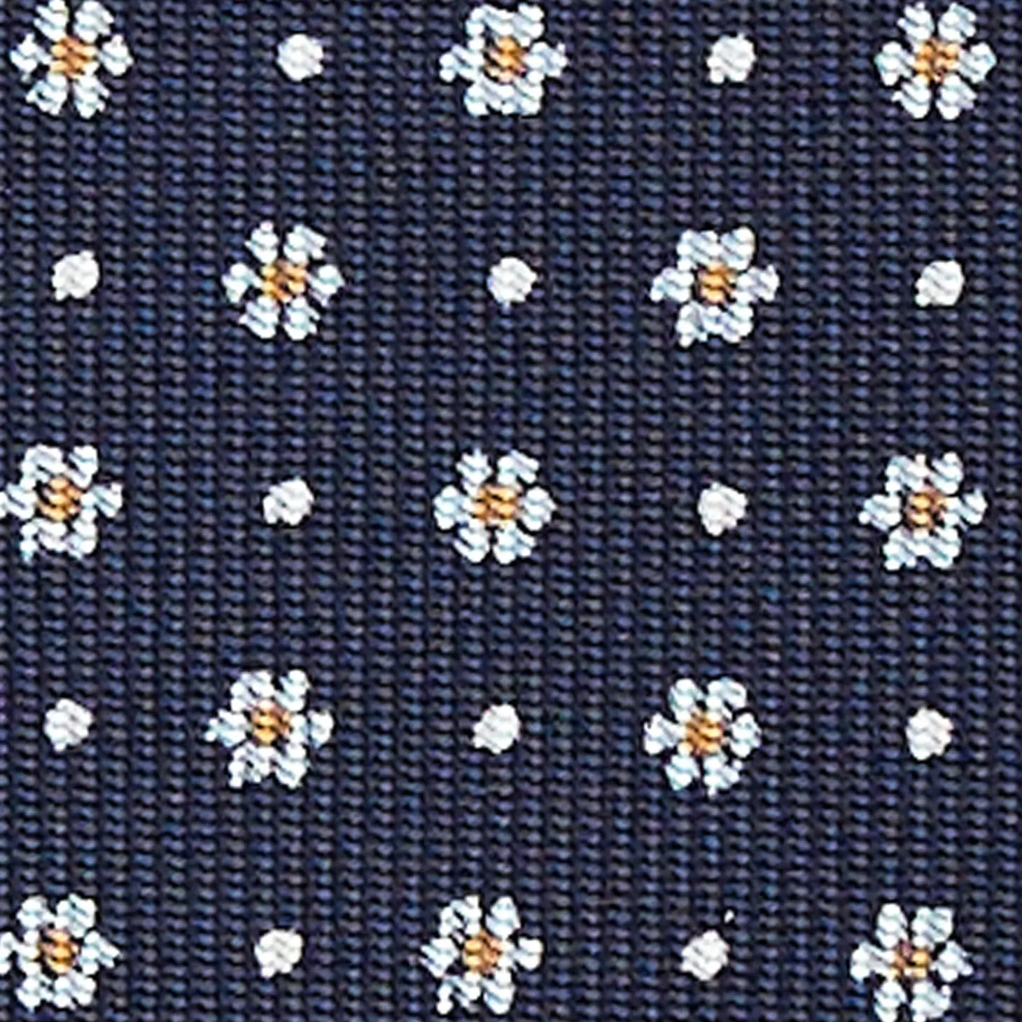 Dark Blue Sartorial Classic Silk Tie - Small Flower Pattern
