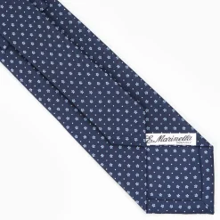 Dark Blue Sartorial Classic Silk Tie - Small Flower Pattern