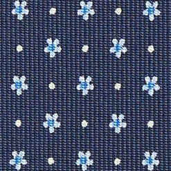 Dark Blue Sartorial Classic Silk Tie - Small Flower Pattern
