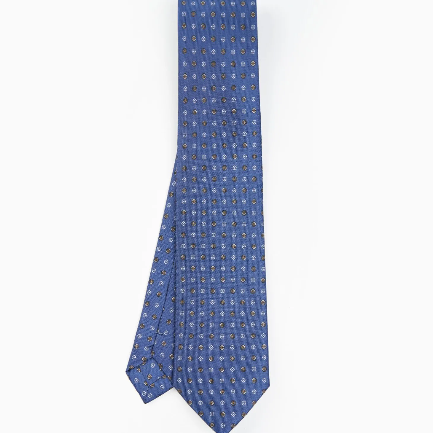 Dark Blue Sartorial Classic Silk Tie - Small Flower Pattern
