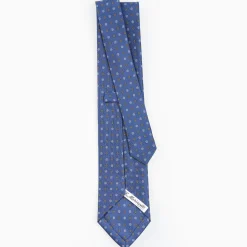 Dark Blue Sartorial Classic Silk Tie - Small Flower Pattern