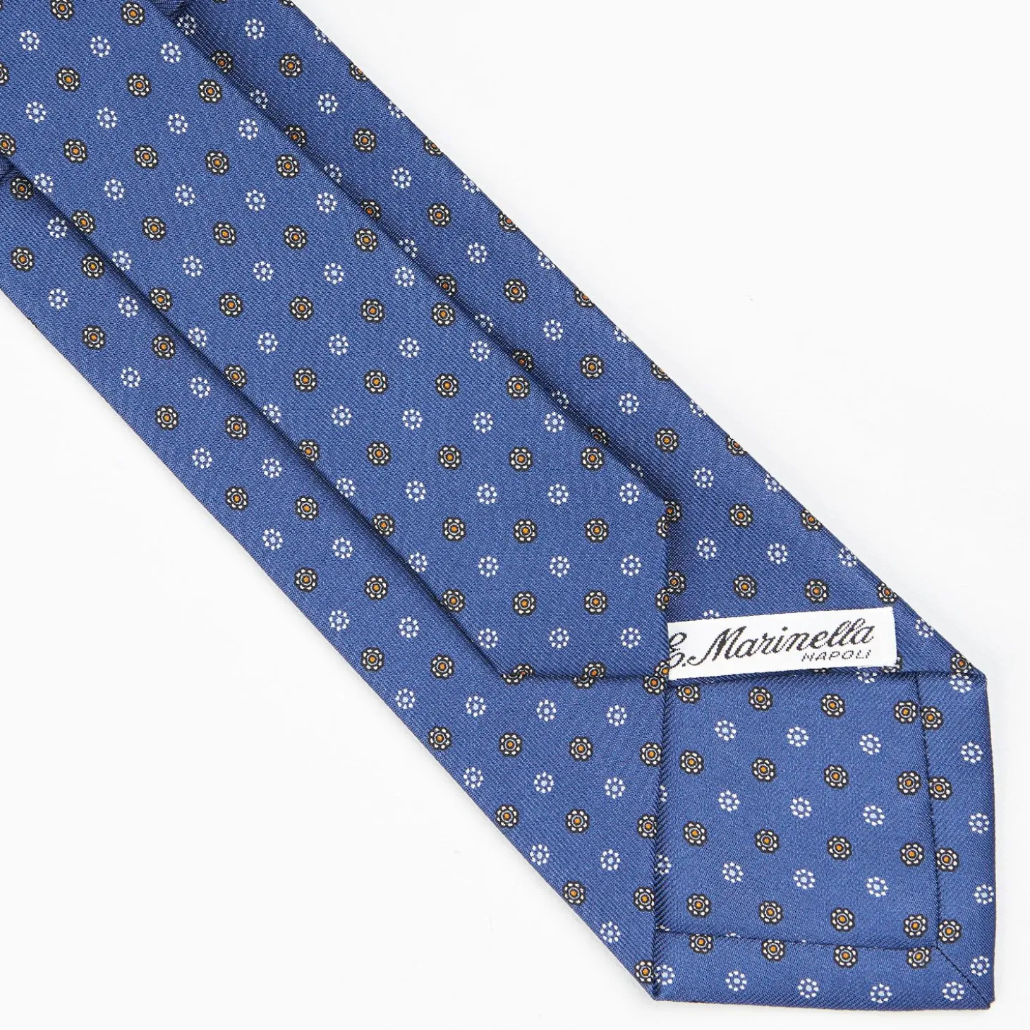 Dark Blue Sartorial Classic Silk Tie - Small Flower Pattern