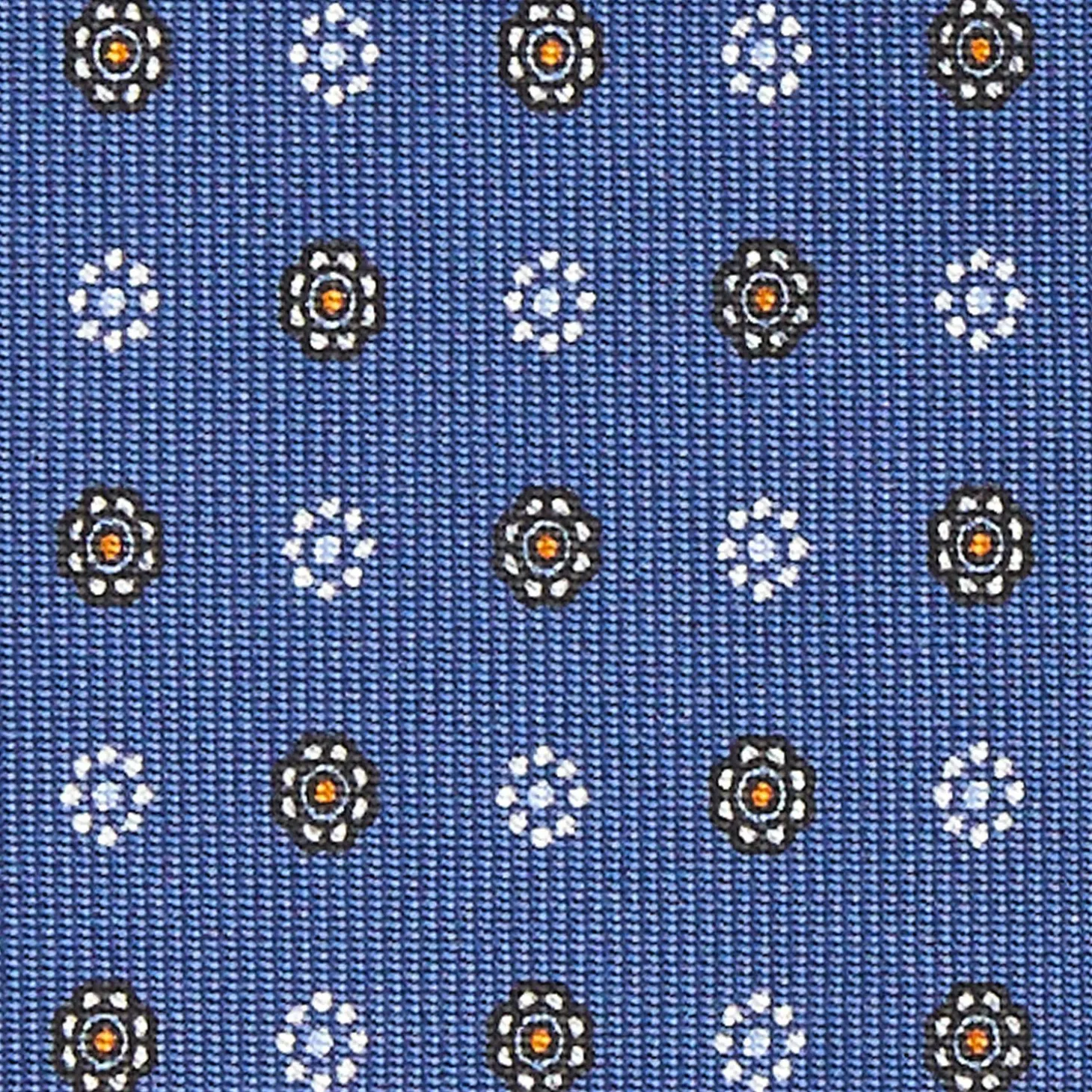 Dark Blue Sartorial Classic Silk Tie - Small Flower Pattern