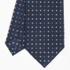 Dark Blue Sartorial Classic Silk Tie - Small Flower Pattern