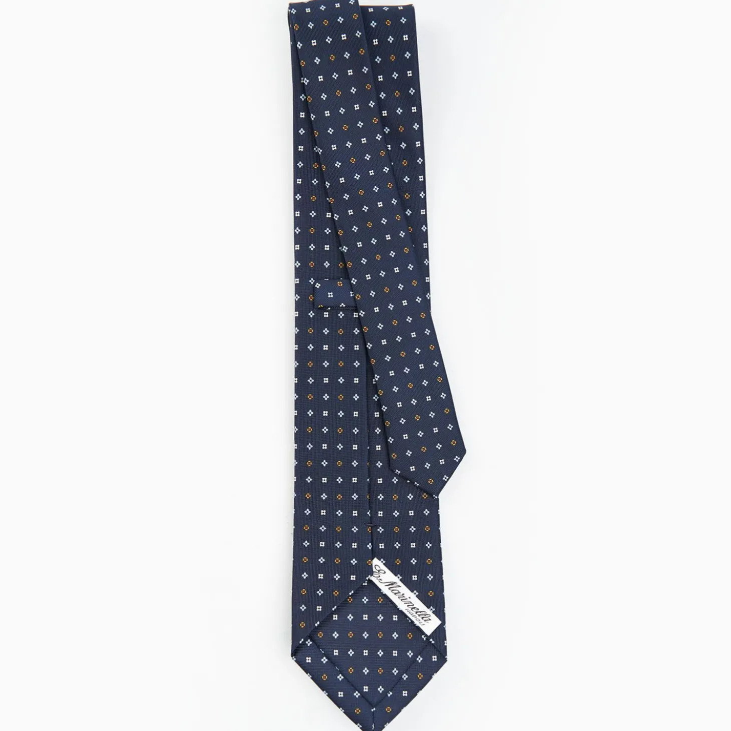 Dark Blue Sartorial Classic Silk Tie - Small Flower Pattern
