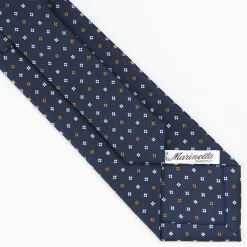 Dark Blue Sartorial Classic Silk Tie - Small Flower Pattern