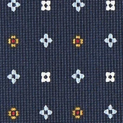 Dark Blue Sartorial Classic Silk Tie - Small Flower Pattern
