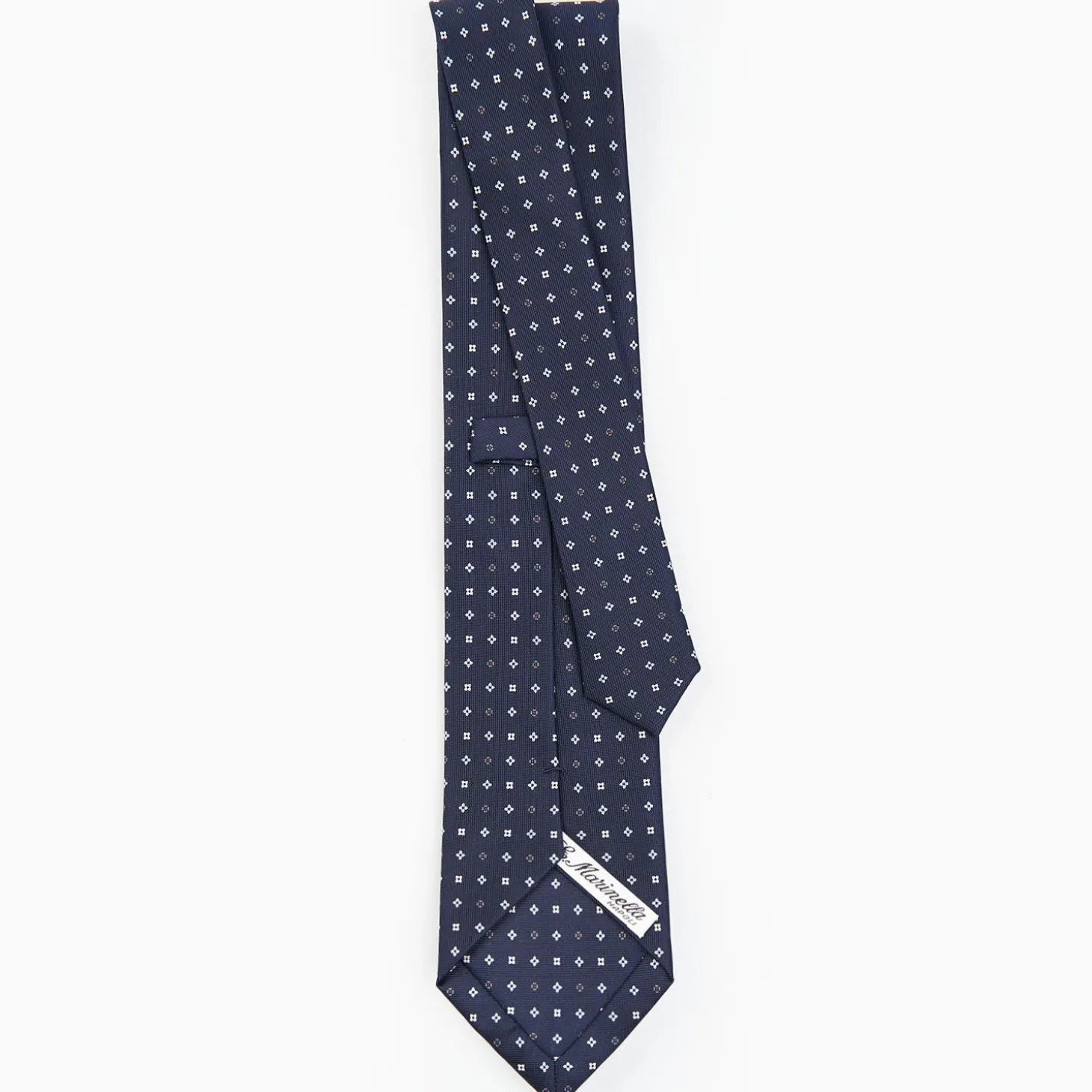 Dark Blue Sartorial Classic Silk Tie - Small Flower Pattern