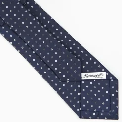 Dark Blue Sartorial Classic Silk Tie - Small Flower Pattern
