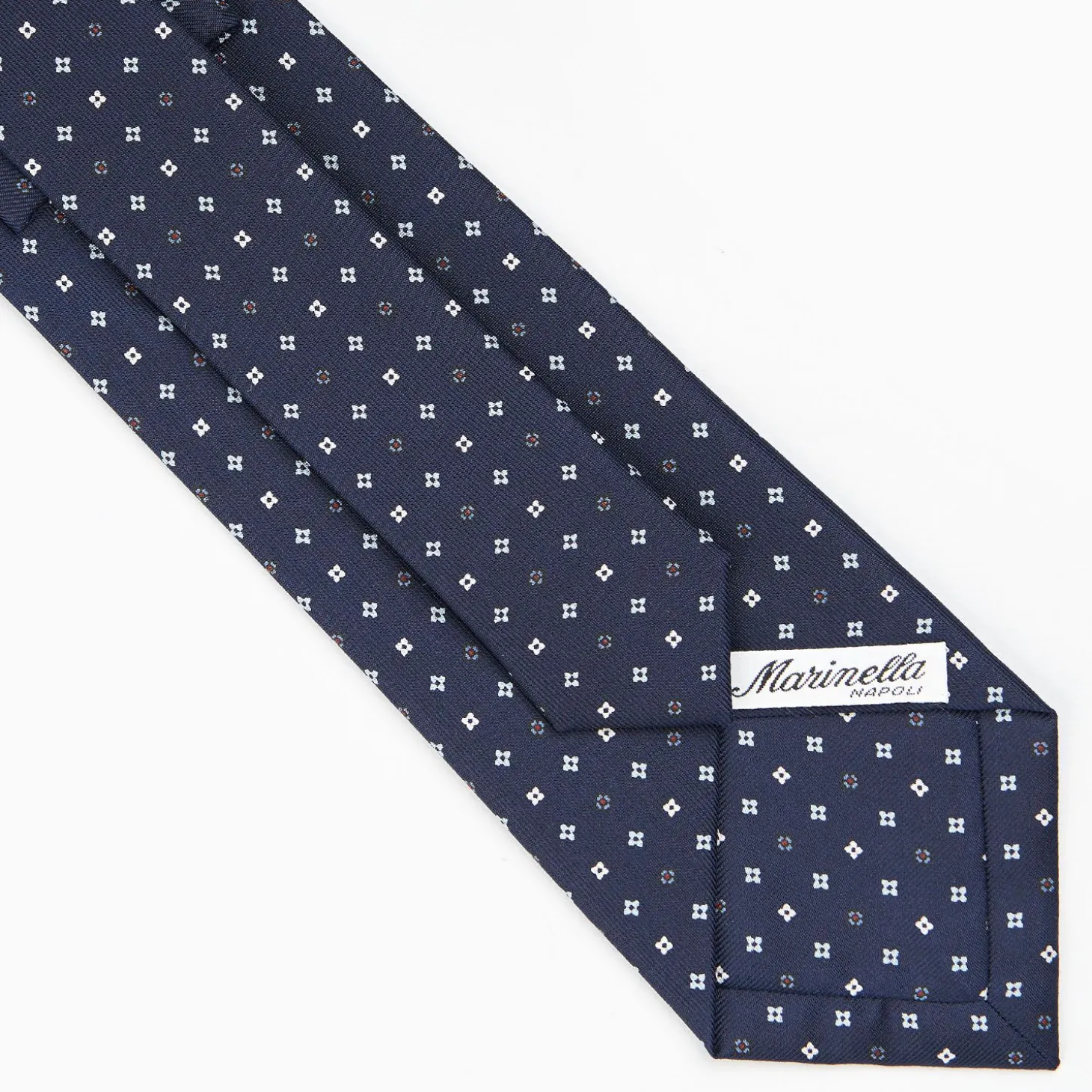 Dark Blue Sartorial Classic Silk Tie - Small Flower Pattern