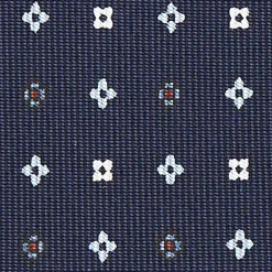 Dark Blue Sartorial Classic Silk Tie - Small Flower Pattern