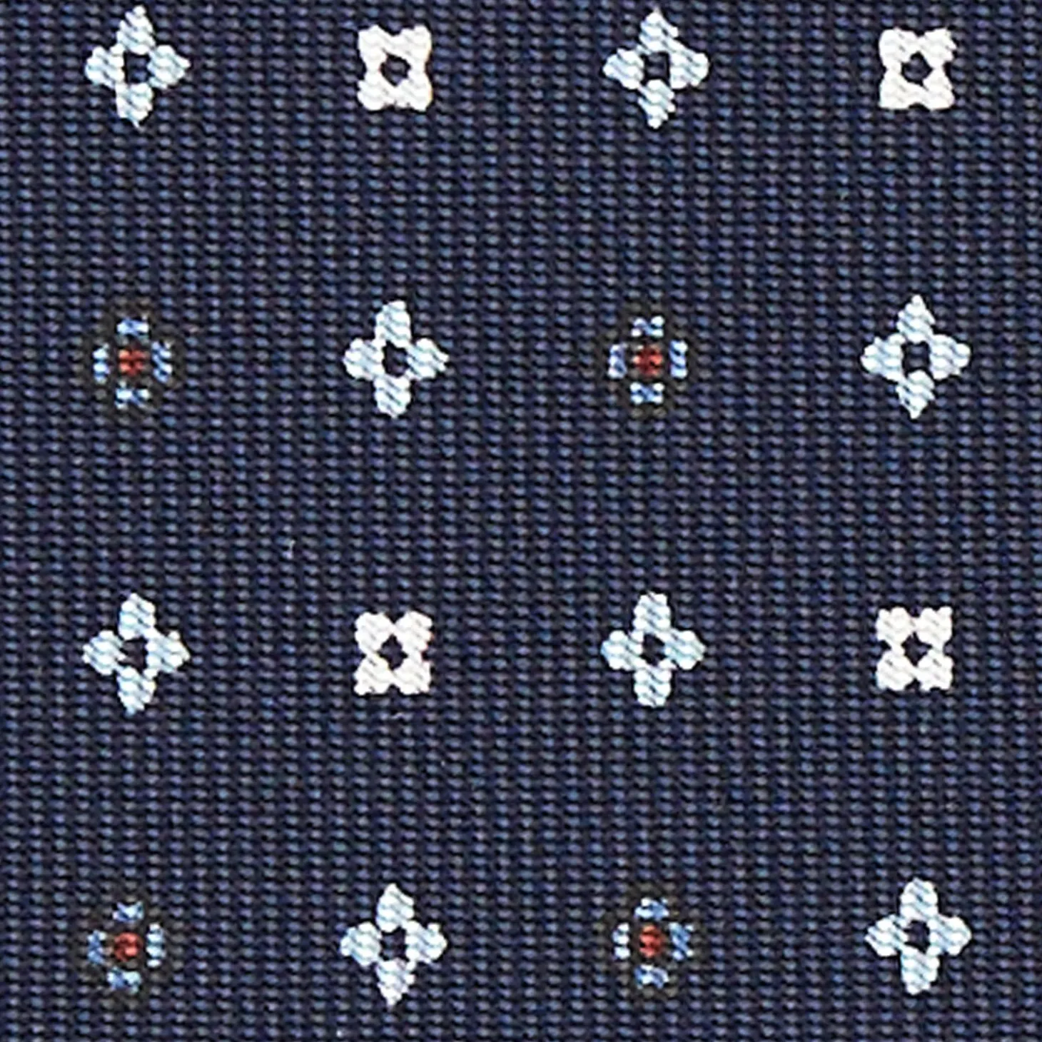 Dark Blue Sartorial Classic Silk Tie - Small Flower Pattern