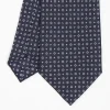 Dark Blue Sartorial Classic Silk Tie - Small Flower Pattern