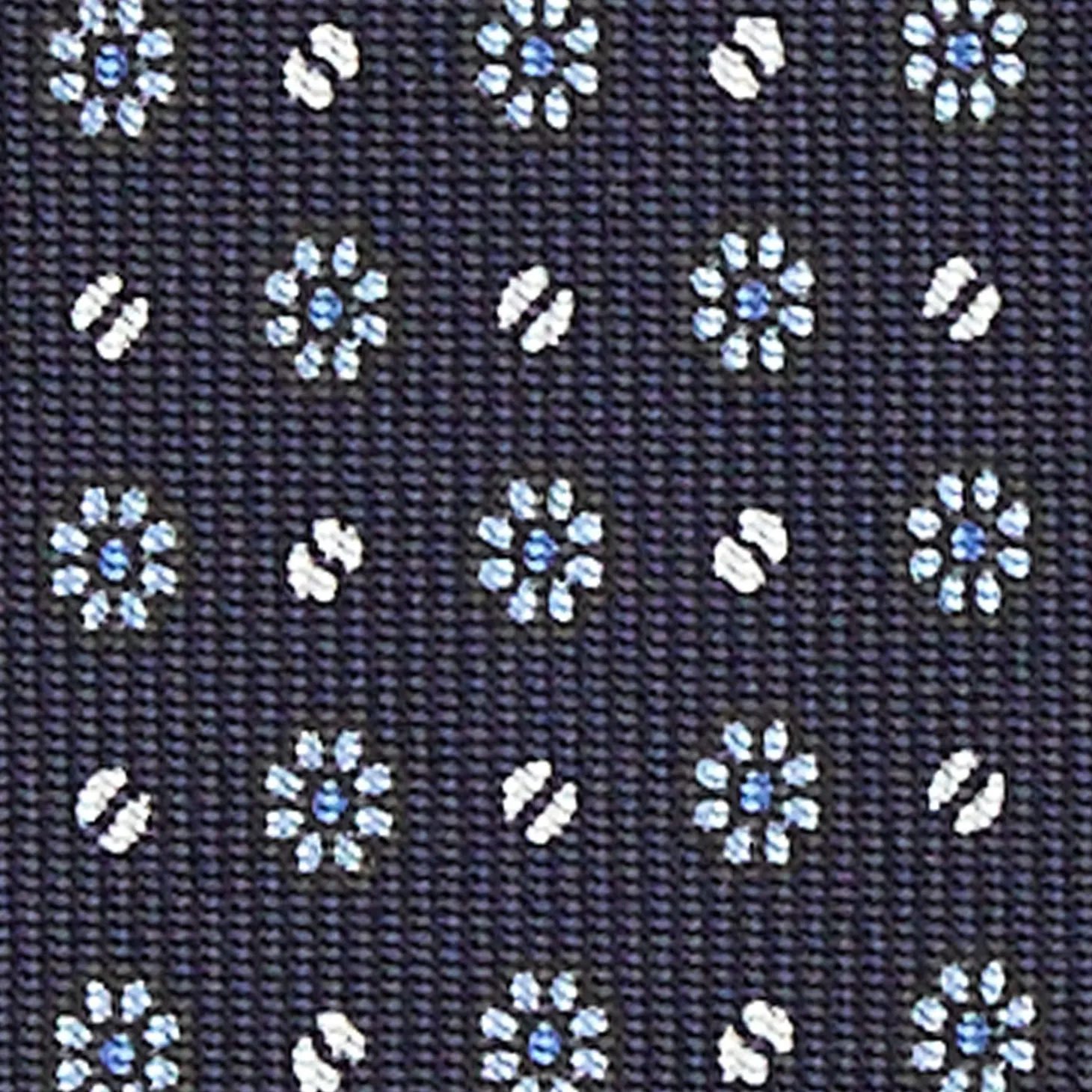 Dark Blue Sartorial Classic Silk Tie - Small Flower Pattern