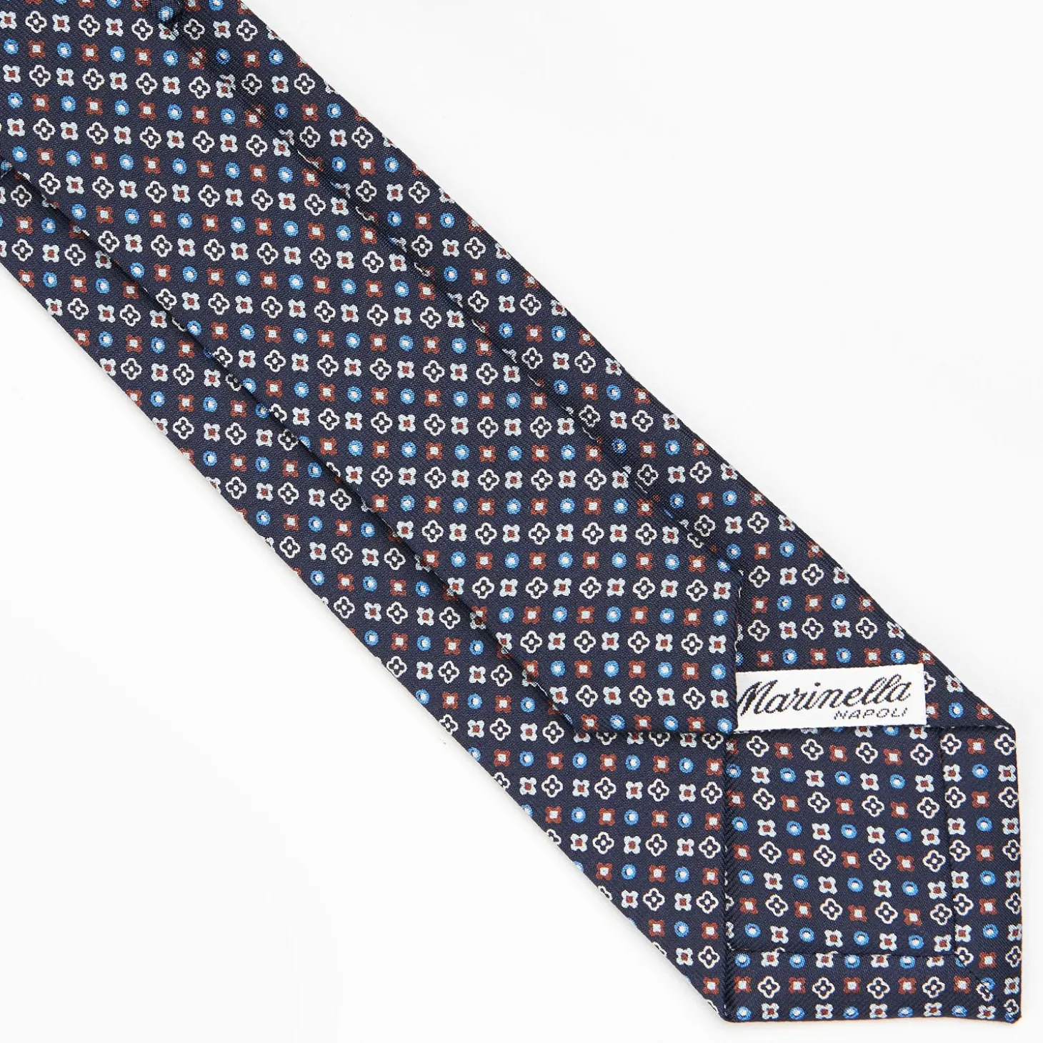 Dark Blue Sartorial 7 Cm Silk Tie - Small Flower Pattern