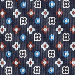 Dark Blue Sartorial 7 Cm Silk Tie - Small Flower Pattern