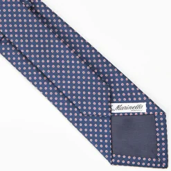 Dark Blue Sartorial Jacquard Silk Tie - Small Geometric Designs