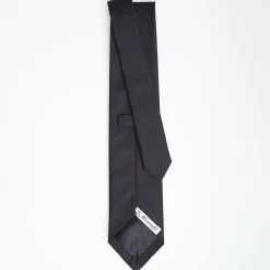 Dark Blue Sartorial Jacquard Silk Tie - Solid Colours