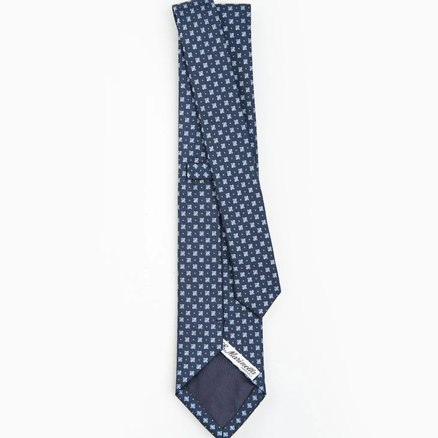 Dark Blue Sartorial Jacquard Silk Tie - Large Flower Patterns