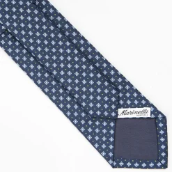 Dark Blue Sartorial Jacquard Silk Tie - Large Flower Patterns
