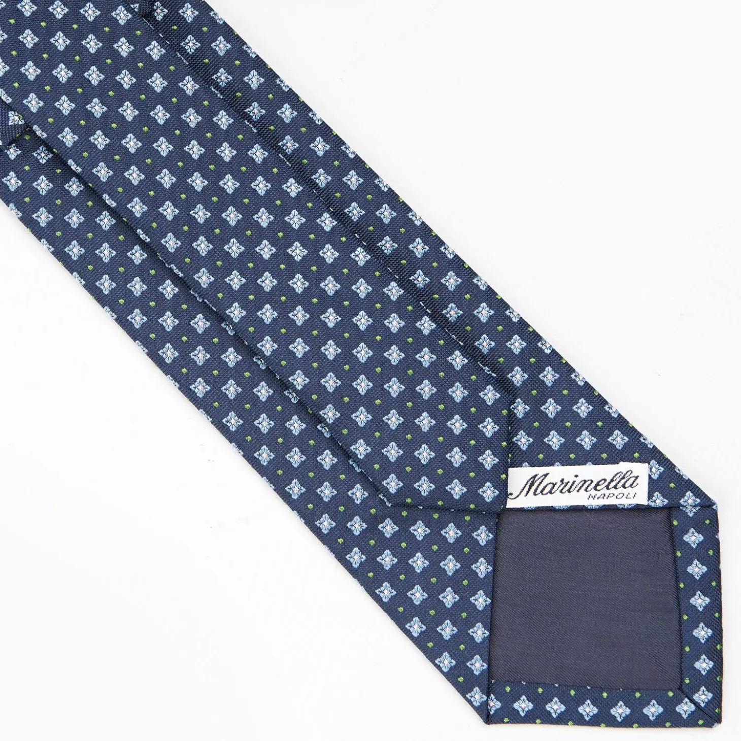 Dark Blue Sartorial Jacquard Silk Tie - Large Flower Patterns