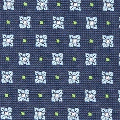 Dark Blue Sartorial Jacquard Silk Tie - Large Flower Patterns