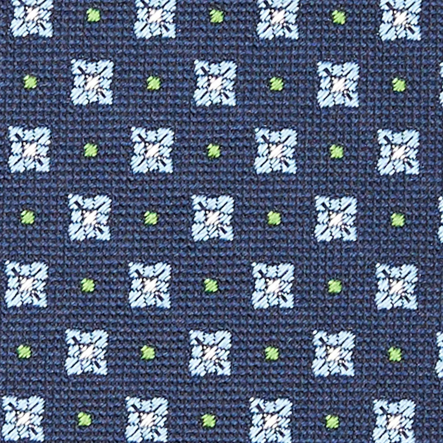 Dark Blue Sartorial Jacquard Silk Tie - Large Flower Patterns