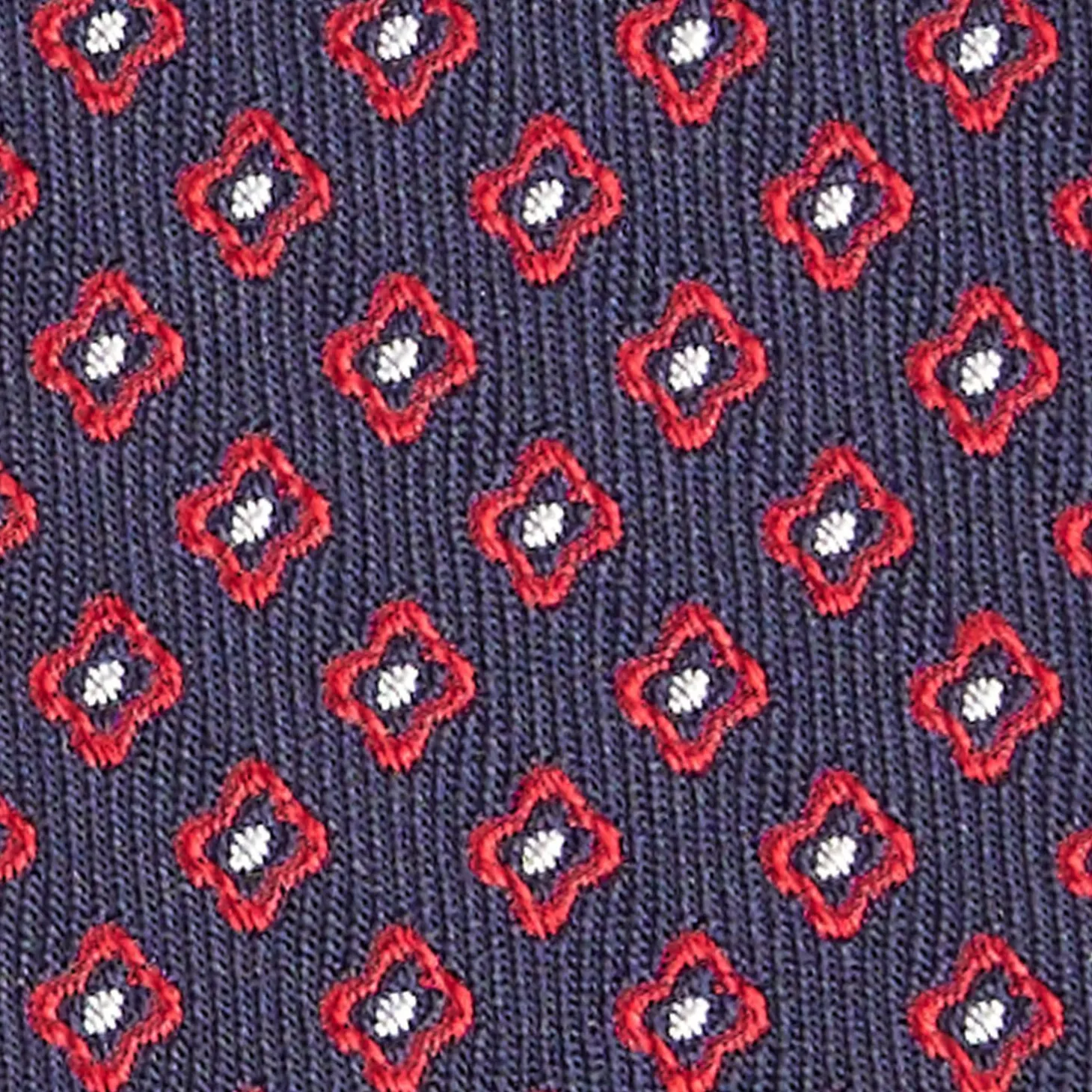 Dark Blue Sartorial Jacquard Silk Tie - Small Geometric Pattern