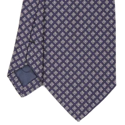 Dark Blue Sartorial Jacquard Silk Tie - Small Geometric Pattern