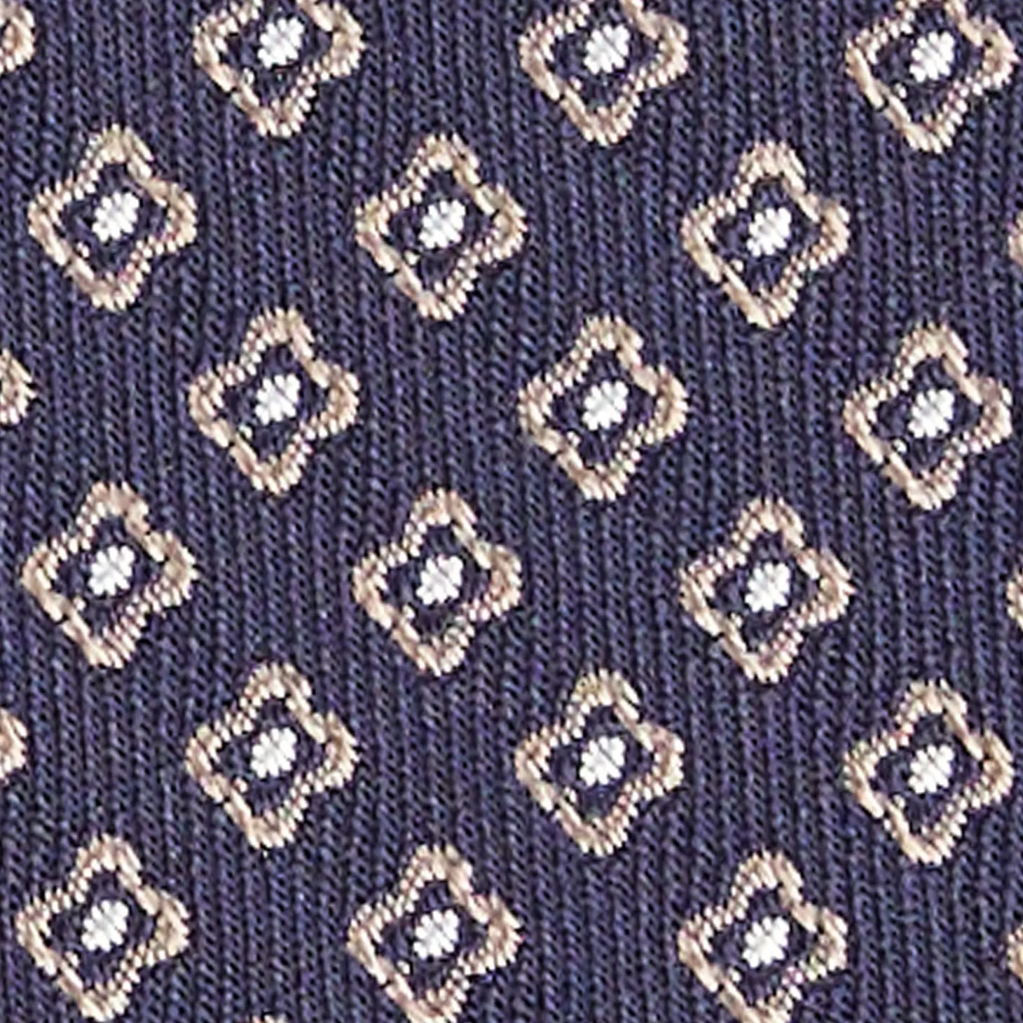Dark Blue Sartorial Jacquard Silk Tie - Small Geometric Pattern