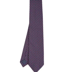 Dark Blue Sartorial Jacquard Silk Tie - Small Geometric Pattern