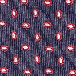 Dark Blue Sartorial Jacquard Silk Tie - Small Geometric Pattern