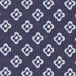 Dark Blue Sartorial Jacquard Silk Tie - Small Geometric Pattern